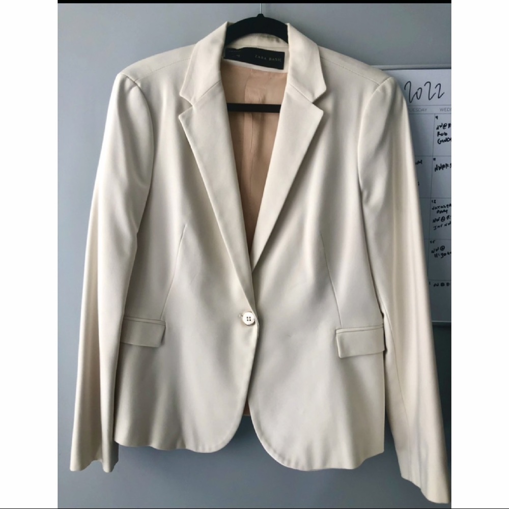 Zara Basic Cream and Rose Gold Blazer